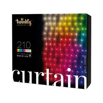 Rideau intelligent 210 LED RGB+W 1,5/2,1 m, câble transparent