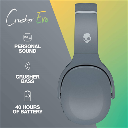 Skullcandy Crusher EVO Bluetooth Wireless Over-ear Headphones, BT 5.0, Gray EU (S6EVW-N744)
