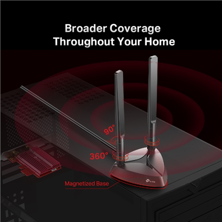 TP-LINK | AX3000 Wi-Fi 6 Bluetooth 5.0 PCIe Adapter | TX3000E | 2.4GHz/5GHz | Antenna type 2xHigh-Gain External Antennas | 574+2402 Mbit/s