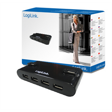 HUB USB 2.0 4-portowy z zasilaczem, czarny