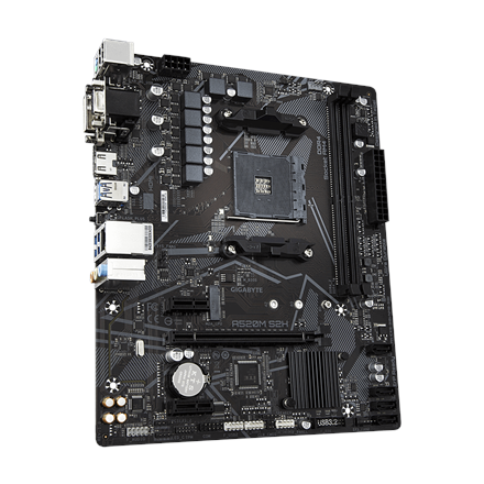 GIGABYTE A520M S2H Motherboard - Supports AMD Ryzen 5000 Series AM4 CPUs, 4+3 Phases Pure Digital VRM, up to 5100MHz DDR4 (OC), PCIe 3.0 x4 M.2, GbE LAN, USB 3.2 Gen 1