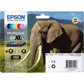 Epson Multipack 6-colours 24XL Claria Photo HD Ink | Black | Cyan | Yellow | Magenta | Light Magenta | Light Cyan