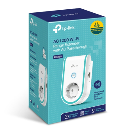 TP-LINK | Extender | RE365 | 802.11ac | 2.4GHz/5GHz | 300+867 Mbit/s | 10/100 Mbit/s | Ethernet LAN (RJ-45) ports 1 | MU-MiMO No | no PoE | Antenna type 2xExternal