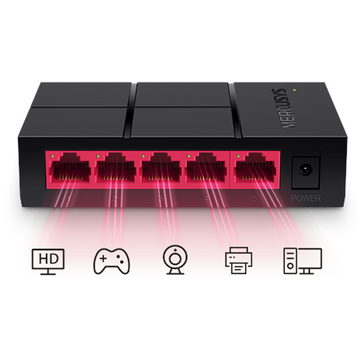 Mercusys 5-Port 10/100/1,000 Mbps Desktop Switch