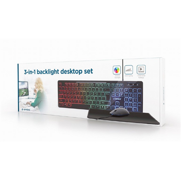 Gembird 3-in-1 Backlight Desktop Set Black