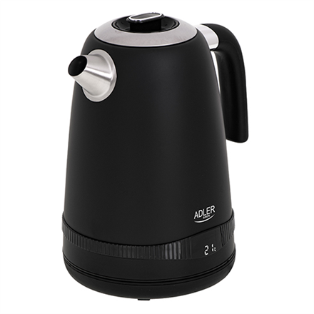 Adler | Bouilloire | AD 1295b | Électrique | 2200 W | 1,7 L | Acier inoxydable | Base rotative à 360° | Noir