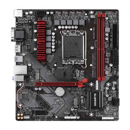 Carte mère | GIGABYTE | Intel B760 Express | LGA1700 | Micro-ATX | Mémoire DDR4 | 2 emplacements mémoire | 1 x PCI-Express 3.0 | 1 x PCI-Express 4.0 16 x | 2 x M.2 | 1 x D-Sub 15 broches | 1 x HDMI | 1 x DisplayPort | 2 x Entrée audio | 1 x Sortie audio |