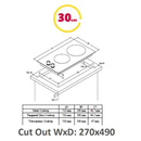 Simfer | Plaque de cuisson | H3.200.VGRIM | Gaz | Nombre de brûleurs/zones de cuisson : 2 | Boutons rotatifs | Acier inoxydable