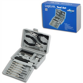 TRUSA scule LOGILINK, set: 6x micro surubelnite, 1x cutter, 1x cleste pt. telefon, 1x surubelnita cu prelungire, 10x biti (PH1, PH2, PZ1, PZ2, PZ5, PZ6, T10, T15, T20, adaptor), 4x chei tubulare (5mm, 6mm, 8mm, 10mm), 1x penseta, "WZ0023"