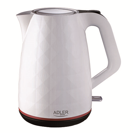 Bouilloire Adler | AD 1277 | Standard | 2200 W | 1,7 L | Plastique | Base rotative à 360° | Blanc