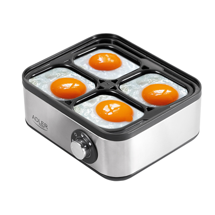Adler AD 4486 egg cooker 8 egg(s) 800 W Black,Satin steel,Transparent