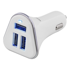 Car charger DELTACO, 5,2A, 3xUSB white/silver / USB-CAR102