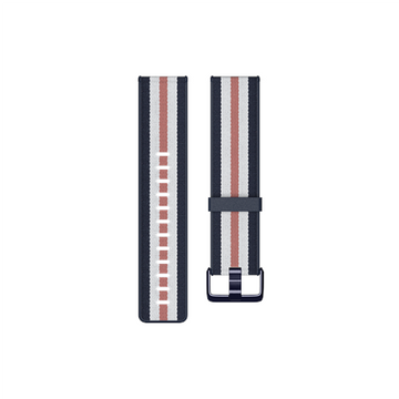 Fitbit | Versa-Lite Woven Hybrid Band, large, navy/pink | The Fitbit Versa woven hybrid band is made of polyester woven material on top and fluoroelastomer material on the bottom with an aluminium buckle. | The Fitbit Versa woven hybrid band is not water