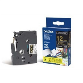 BROTHER P-Touch TZE-334 gold on black 12mm
