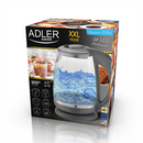 Adler | Kettle | AD 1286 | Standard | 2200 W | 2 L | Plastic/Glass | 360° rotational base | Grey/ transparent-4