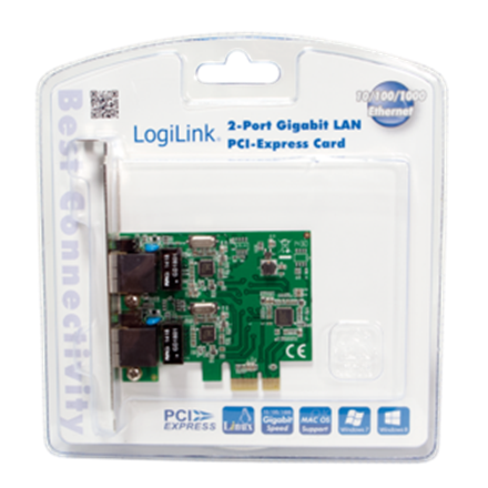 Logilink PC0075, 2-port Gigabit PCI Express network card | Logilink | 2 x Gigabit Lan (RJ 45) | PCIe