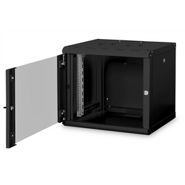 Digitus | Wall Mounting Cabinet | DN-19 09-U-SW | Black | IP protection class: IP20; Front door: Glass door, single opening; Cabinet type: Wall mounting cabinet; Equipment mounting depth min.-max.: 305-370 mm; Load capacity: 100 kg - 0