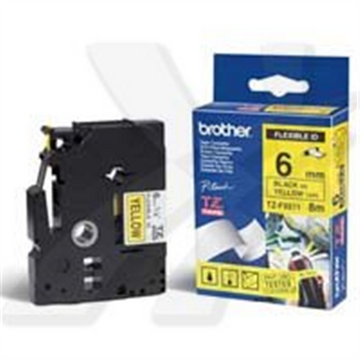 BROTHER TZEFX611 6mm BLACK ON YELLOW FLEXIBLE ID