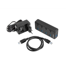 Natec USB 3.0 HUB, Mantis 2, 4-Port, On/Off with AC Adapter | Natec | 4 Port Hub With USB 3.0 | Mantis NHU-1557 | Black - 0