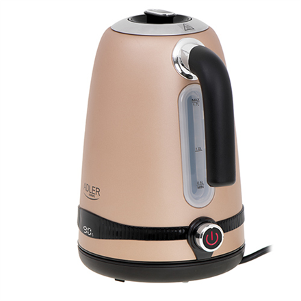 Adler | Bouilloire | AD 1295 | Électrique | 2200 W | 1,7 L | Acier inoxydable | Base rotative à 360° | Doré