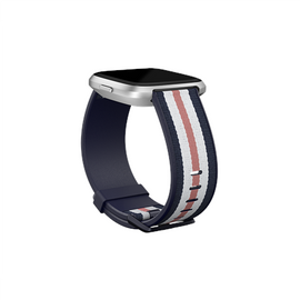 Fitbit | Versa-Lite Woven Hybrid Band, large, navy/pink | The Fitbit Versa woven hybrid band is made of polyester woven material on top and fluoroelastomer material on the bottom with an aluminium buckle. | The Fitbit Versa woven hybrid band is not water - 0