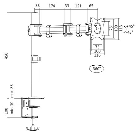 Logilink | Support de bureau | BP0021 | 13-27" | Poids maximal (capacité) 8 kg