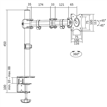 Logilink | Support de bureau | BP0021 | 13-27" | Poids maximal (capacité) 8 kg