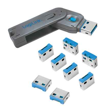 Logilink, Bloqueur de port USB (1 clé et 8 verrous), AU0045 | Logilink
