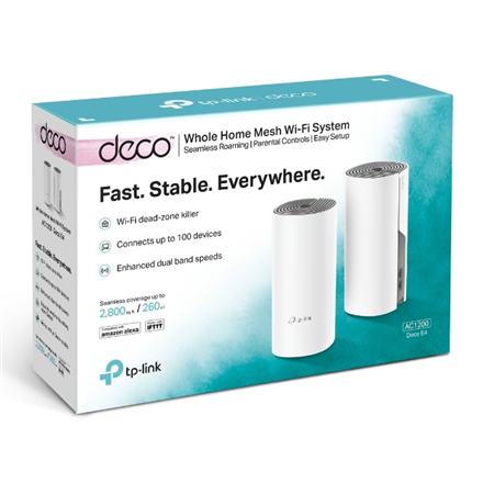 Wireless Router|TP-LINK|Wireless Router|2-pack|1167 Mbps|Mesh|IEEE 802.11ac|LAN \ WAN ports 2|Number of antennas 2|DECOE4(2-PACK)