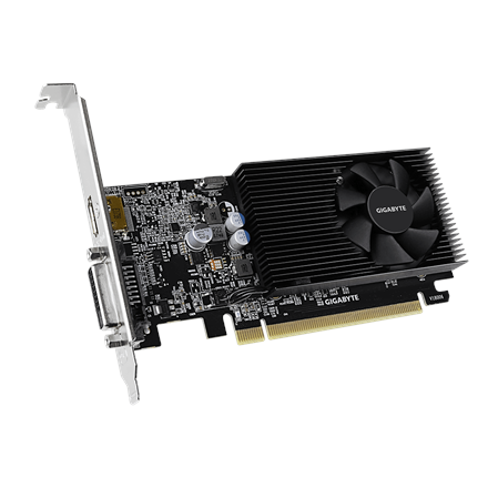Gigabyte | GV-N1030D4-2GL 1.0 | NVIDIA | 2 Go | GeForce GT 1030 | DDR4 | Ports DVI-D : 1 | Ports HDMI : 1 | PCI Express 3.0 | Fréquence mémoire : 2100 MHz | Fréquence processeur : 1417 MHz