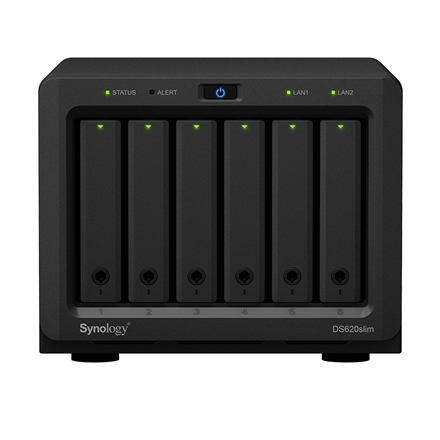 Synology DiskStation DS620SLIM NAS/storage server Desktop Intel® Celeron® J3355 2 GB DDR3L DiskStation Manager Black