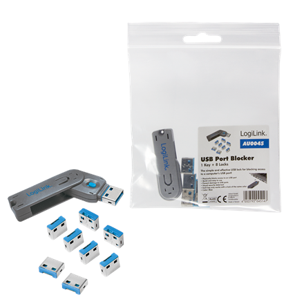 Logilink, USB port blocker (1x key and 8x locks), AU0045 | Logilink