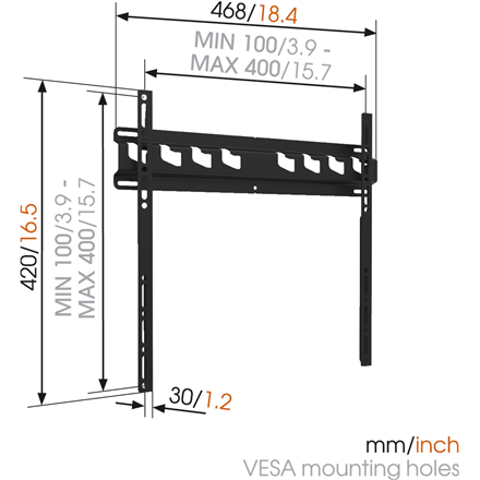 Vogels | Wall mount | MA3000-A | Fixed | 32-55 " | Maximum weight (capacity) 60 kg | Black