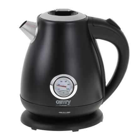 Camry | Bouilloire avec thermomètre | CR 1344 | Électrique | 2200 W | 1,7 L | Acier inoxydable | Base rotative à 360° | Noir