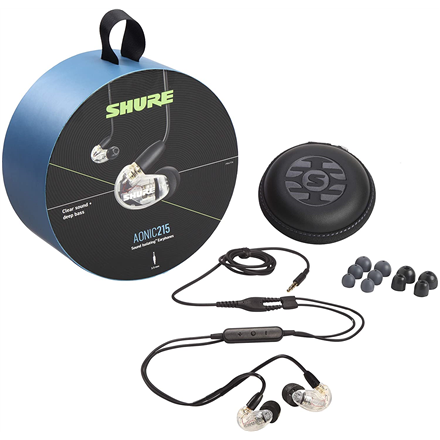 Shure AONIC 215 - écouteurs intra-auriculaires avec transducteur unique et câble de 3,5 mm (transparent)