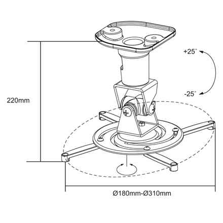 Logilink BP0003 Support de projecteur, plafond, universel, 220 mm, blanc | Logilink