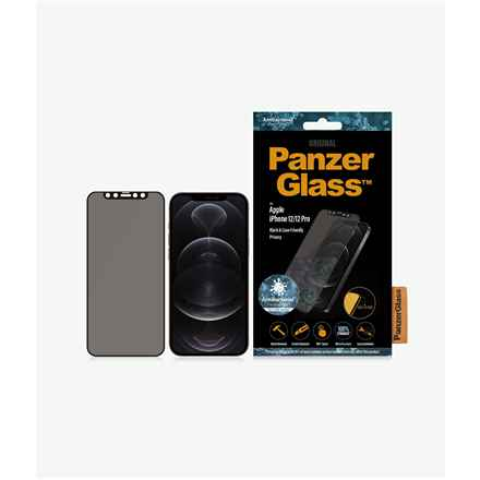 PanzerGlass | Apple | Pour iPhone 12/12 Pro | Verre | Noir | Compatible avec les coques | Verre de confidentialité