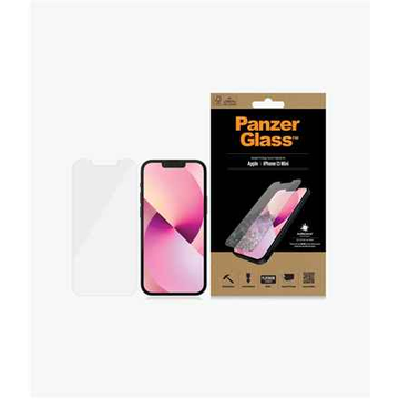 PanzerGlass | Protection d'écran transparente | Apple | iPhone 13 Mini | Verre trempé | Verre antibactérien ; Résistant aux rayures et aux bactéries ; Absorbe les chocs ; Facile à installer