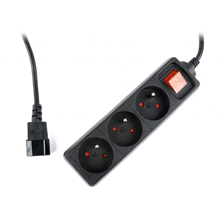 EnerGenie EG-PSU3F-01 UPS power strip, 3 FR sockets, 10 A, C14 plug, 0.6 m cable, black | EnerGenie