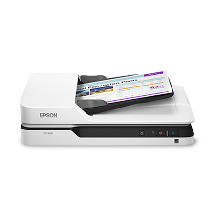 SCANNER EPSON DS-1630, A4, tip flatbed,viteza scan:25ppm alb-negru/color, rez. op 600x600dpi, ADF 50 pag, duplex, senzor CCD, interfata:USB 3.0, retea optional, vol scan 1500 pagini/zi., "B11B239401"