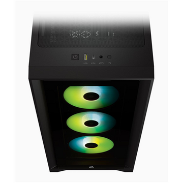 Corsair  boîtier atx moyen-tour en verre trempé  icue 4000x rgb  fenêtre latérale  noir  moyen-tour  alimentation incluse non incluse  atx