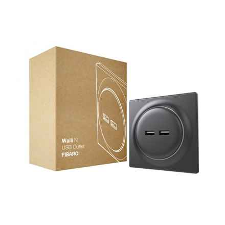 Prise de courant Fibaro FGWU-021-8 2x USB Noir