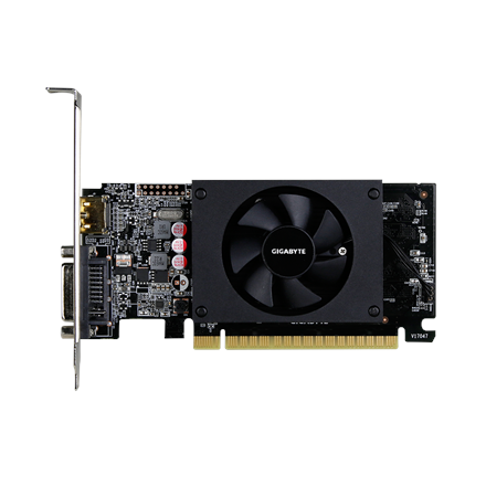 Gigabyte | Profil bas | NVIDIA | 2 Go | GeForce GT 710 | GDDR5 | Refroidissement actif | Ports HDMI : 1 | PCI Express 2.0 | Fréquence mémoire : 5 010 MHz | Fréquence processeur : 954 MHz