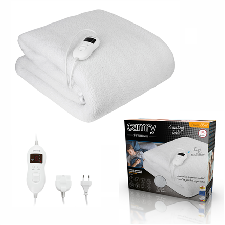 Camry | Electirc heating under-blanket with timer | CR 7422 | Number of heating levels 5 | Number of persons 1 | Washable | Remote control | Syntetic wood | 60 W | White