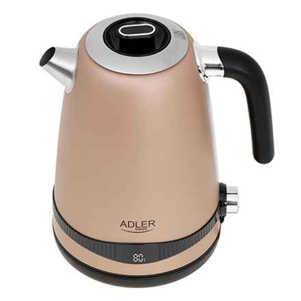 Adler | Bouilloire | AD 1295 | Électrique | 2200 W | 1,7 L | Acier inoxydable | Base rotative à 360° | Doré