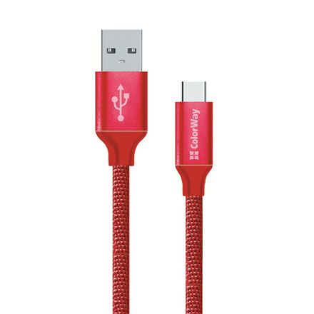 Colorway Datový Kabel Usb /USB-C/ 1m/ 2.1A/ Červený