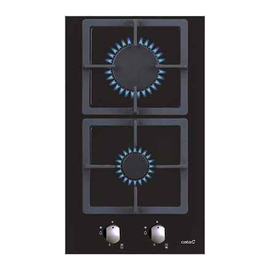 CATA | Table de cuisson | SCI 3002 BK | Gaz sur plaque vitrocéramique | Nombre de brûleurs/zones de cuisson : 2 | Boutons rotatifs | Noir
