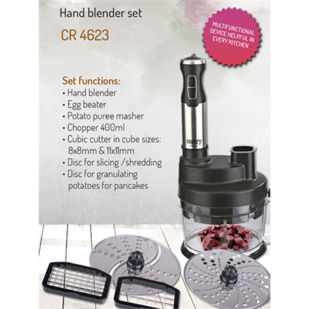 Camry | Blender | CR 4623 | Hand Blender | 1600 W | Jar material Plastic | Jar capacity 0.6 L | Chopper | Ice crushing | Black