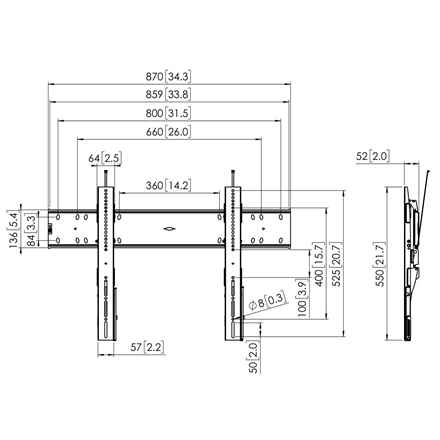 Vogels | Support mural | PFW 6810 | Fixation | 55-80 pouces | Poids maximal (capacité) 75 kg | Noir