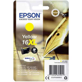 Cartouche d'encre jaune Epson d'origine, T1634, pour WF2540, (timbre vert 0,15 lei), « C13T16344010 »